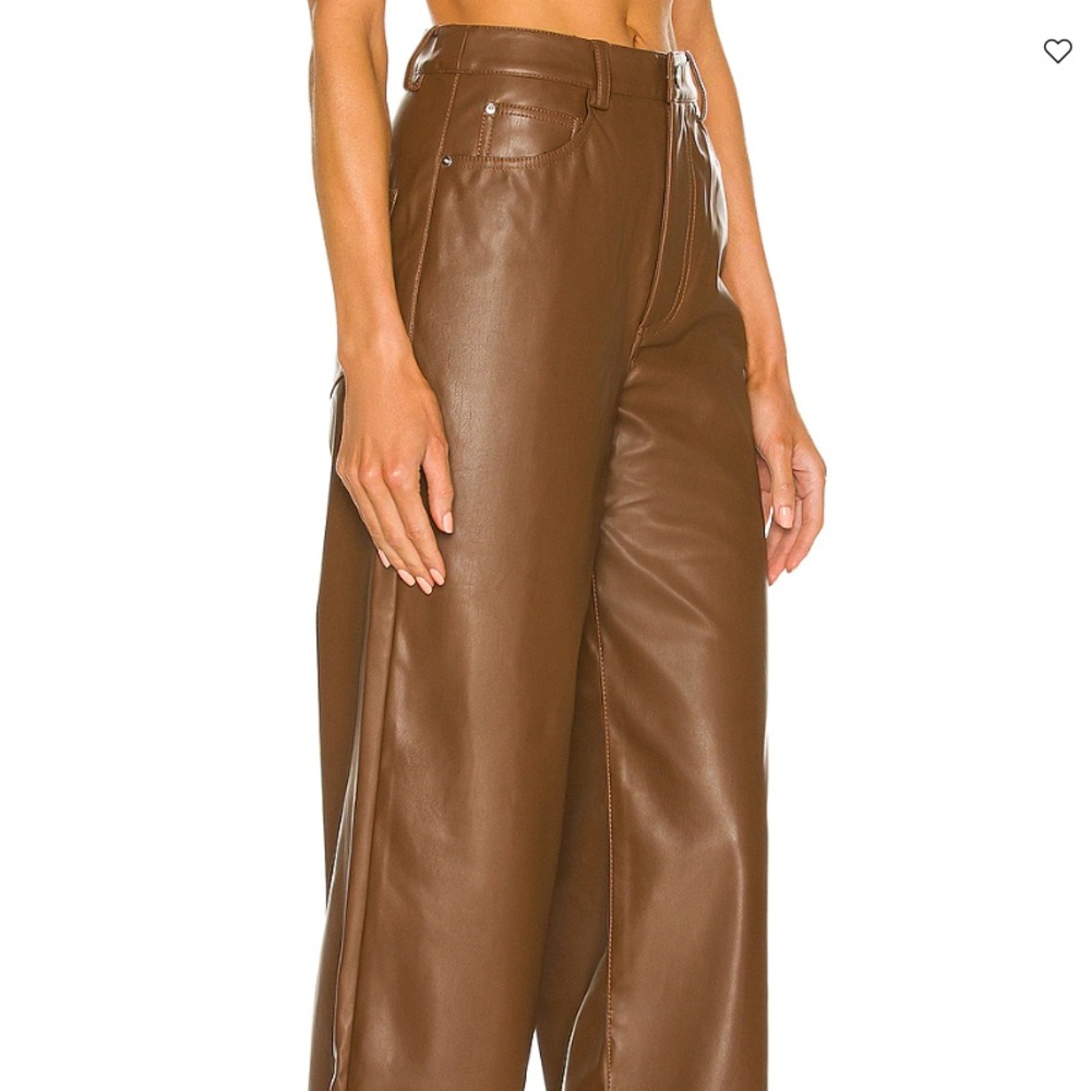 WeWoreWhat Vegan Leather Dad Rise Jean Cocoa Brown